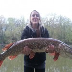 Brianna Van Niekerk caught this pike on just a worm, hook and sinker in the Nottawasaga River in Wasaga Beach last spring.