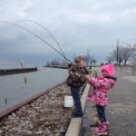 Connor,8, and Brooke,6, perch fishing in Belle River.