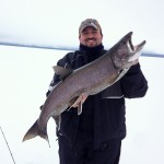 Derek Franczak of Red Lake caught and released this laker on Trout Lake using a white tube jig.