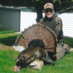 Don Richard, 68 years of Renfrew Ont. shot this gobbler May, 06/2014.I shot him on the fly at approx. 25 yards with a 12 gauge, 3 1/2 #5 Turkey Shot. Weighed in at 21 1/2lbs, 9 inch beard, 7/8in. spurs