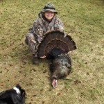 On April 25, 2014, Barbra Stott shot this mature tom near her home in Williamsford. It officially scored 57.115 in the local BIG GOBBLER CONTEST.