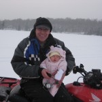 At 6 weeks old Lexi went on her first ice fishing trip with her grandpa and had a great time!