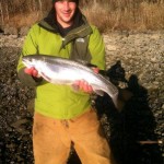 Jeremy Werner caught his first steelhead while fishing from shore with a friend.