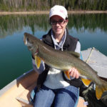 After a long trek through Lady Evelyn Provincial Park, Lynn Foley was rewarded with this lake trout.