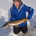 Scott Rice, 14, caught this 35.5" Northern Pike through the ice. It was caught in Cambridge at Shades Mill Conservation Area.