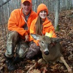 Jamilyn Hall with her dad Ken on Nov. 2. It was her first deer – 120 lbs – in WMY 57.