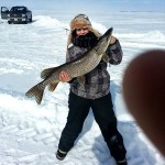Kaitlyn Rose of North Bay was ice fishing on Lake Nipissing recently when she caught this northern pike, weighing 13 pounds and stretching out 36 inches. It the largest fish she ever caught.
