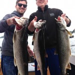 Clayton Dool and his son, Michael, both reeled in the largest lake trout they had ever caught the same day this month. The fish are 10, 11 and 12 lbs and were caught west of Sudbury on Lake Lauzon. They were fishing with uncle Randy.
