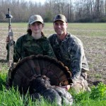 Autumn Bigger from Beamsville shot her first turkey with her father,J.W., on May 11, 2014. The tom came charging in and attacked the decoy. Autumn was able to make a good shot at 22 yards.