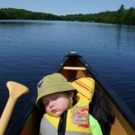 Weston Randall, 2, first backwoods canoe trip to Kawartha Highlands Provincial park.