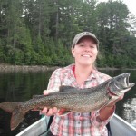 Sarah Rogers out fishing her husband on Cedar Lake in Algonquin Park
