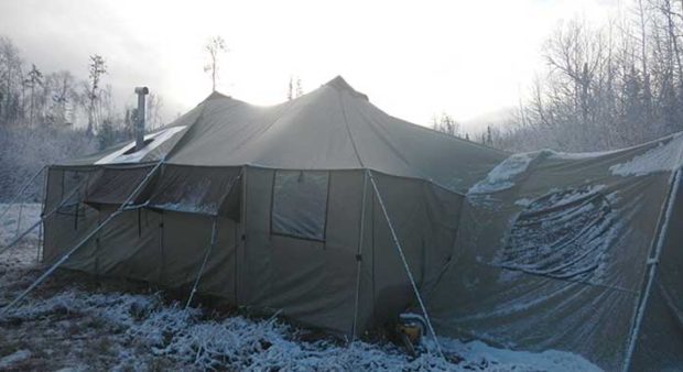 tent set up for a moose camp