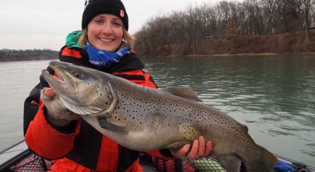 Christine Cope's first trip to the Niagara River in December quickly turned into one of her all time favourite outings when she this beauty brown trout. She also caught and equally impressive steelhead. 