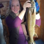 Bonnie Kusch iced this five-pound splake on the Rideau River.