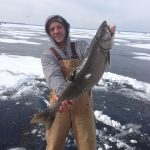 Kevin Melo iced this 11-pound lake trout two kilometers off of Duclos point near Sutton.