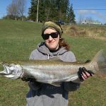 Kristina Marquis landed this eight-pound rainbow on opening day last year.