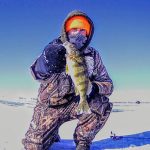 Matt Chestnut iced this perch near London on his first ever ice fishing adventure.