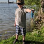Caleb Lalonde, 6, of Waubaushene caught his first white perch from the shore of the Grand River in Port Maitland.