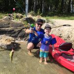 Nick Burd with his son Oliver after the three-year-old caught his first bass from Cashel Lake in Ontario.