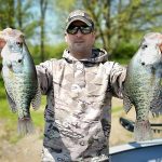 Ryan Nadeau displays crappie from the Grand River in Dunnville.