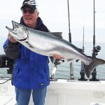 Larry Roszell of Branchton was fishing out of Port Dalhousie on Lake Ontario when he landed this chinook salmon with an assist from his son Bob, with a great net job.