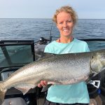 Chrissy Fobert of Brockville caught this beautiful Chinook salmon while fishing for salmon with her fiancé Matt Clement on Lake Ontario for the first time.