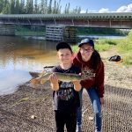 Liam Kenney (left) of Shelburne travelled to Manitouwadge to catch his first northern pike with cousin Victoria Edwards.