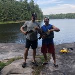 James Firth of Plympton-Wyoming sent in this photo of his brother-in-law Keith Willemse, from left, with an 18.5-inch largemouth caught on a Senko and Firth with a 19.5-inch smallmouth caught on a popper on Lake Partridge near Parry Sound.