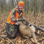 Hailey Meens of Belleville with her first buck harvested last November. She got her second at the same stand the very next day.
