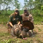 Mira Pearson of Courtice displays her first wild turkey with her dad, Greg Pearson.