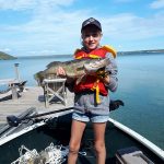 Ella Arnold caught this walleye while fishing for perch with family on Lake Mindamoya on Manitoulin Island. Her grandma netted it for her.