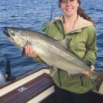 Kate Morse of Paris, Ontario caught and released this Chinook salmon on Lake Ontario.