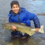 Taylor Hillier of Georgetown captured the joy experienced by his son Zachary, 10, when he caught his first Chinook salmon in the Credit River in Mississauga.