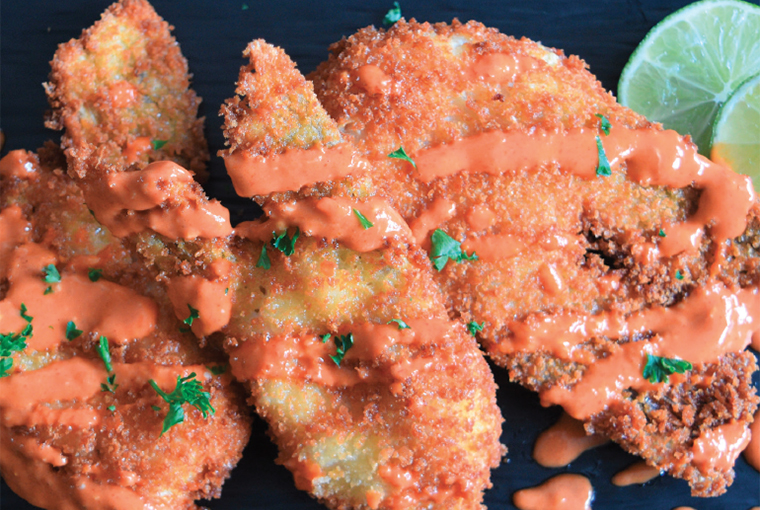 Fried walleye wings with buffalo sauce - Ontario OUT of DOORS