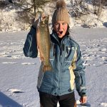 Lauren Lauay of Porcupine caught this splake on her family’s first ice fishing trip of the season.