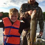 Bill Freeman of Woodstock and son, Easton, caught a pike on the Pickerel River — Easton’s first fish!