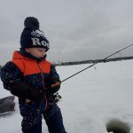 Jared Evers of Trout Creek took Forest, 2, and family out on Callander Bay for some ice fishing.