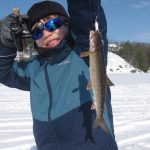 Derek Konieczny of Georgetown and son, Tristen, were ice fishing on Lake Joseph in Muskoka when Tristan caught his first-ever ever lake trout on a mini white tube jig