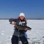 Fred Dobbs of New Lowell shares Danielle’s first lake trout, caught recently in Georgian Bay.