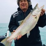 John Matthews of Chesley went fishing Lake Huron with his friend, Steve James, and hooked this 8-lb brown trout after trolling in around 60 feet of water. John maintains it was definitely worth sitting out in the freezing cold for a few hours.