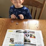 Mike Wilhelm of Exeter made fishing lures on a strike day with Brock (age 7).