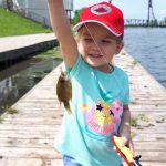Steven Falardeau of Fonthill and daughter Grace, 3, were fishing the Welland Canal when she caught this monster rock bass.
