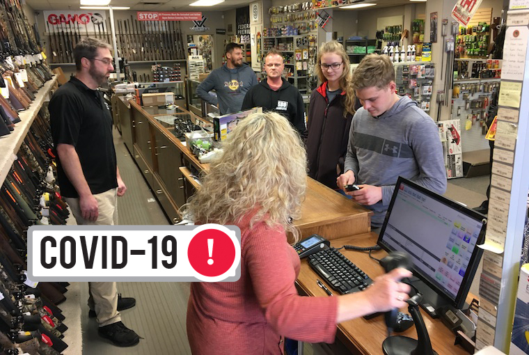 lineups at a gun and ammo store