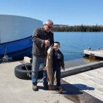 Larry Zimmerman of Evansville took his six-year-old grandson, Jacob, fishing on Cook’s Dock. Jacob caught this 18-lb, 41-inch long pike on opening day, on a Williams Wobbler; the boy is now hooked on fishing.