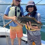 Heather Pennie of Kagawong was with fishin’ cousins Jonah Balfe and Dane Gibeault when the kids pulled in this 5-lb bass in the North Channel near Mudge Bay, using a spoon.