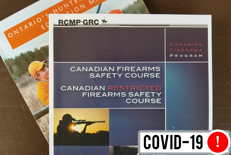 Canadian Firearms Safety Course manual, sitting on a table.