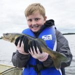 Timothy McNulty of Timmins caught this walleye while fishing with his Auntie Kristen and their friend, Rob, in Timmins. Timothy thinks fishing and being outdoors is so much better than staying inside playing video games.