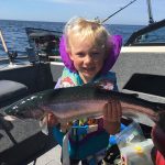 Brooke Foster, 3, of Belleville caught her first fish ever while out with her family in Cobourg.