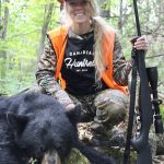 Chrissy Clement of Brockville harvested this black bear in mid-September while hunting with her husband, Matt. The bear circled the bait before coming in, which made for some exciting moments leading up to an eventual perfect broadside shot.