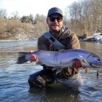 Joel Koepfler of Toronto caught his biggest steelhead of 2020 this past February from a Toronto tributary, swinging a large intruder-style fly on his 7 weight spey rod.